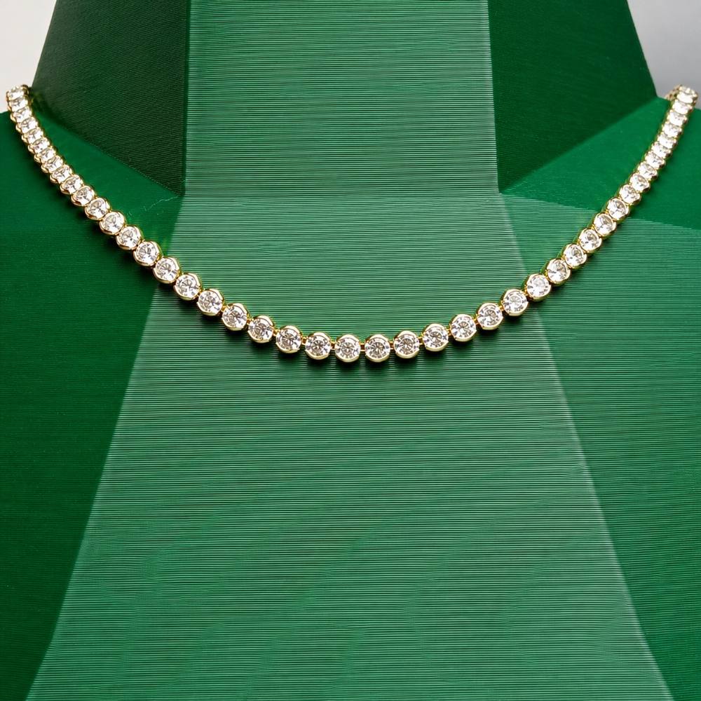 Colar Choker Riviera de zirconias redondas cravação Inglesa